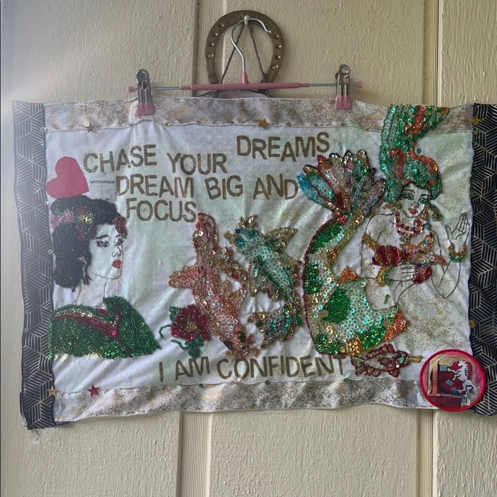 Colorful Sequin Wall Art Decor. “16 X 23” unique Unframed Japanese,underworld.
